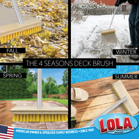 Deck Scrub Brush with 48" Long Broom Handle and 9.0" x 3.5" scrubber with 4-piece handle, by LOLA, Item# 1069