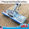 SqueezeMatic Butterfly Sponge Mop, 9" Wide Head and 48" Long Steel Handle, comparable to Quickie Automatic Sponge Mop Type S