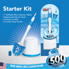 500 Brushes Starter Kit - Toilet Bowl Brush With Built-in Blue Cleanser Cartridge & Replaceable Antimicrobial Brush Head