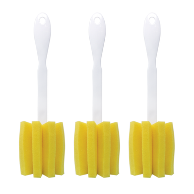 Glass & Jar Brush, w/ star shaped polyurethane foam sponge head - 3 Pack