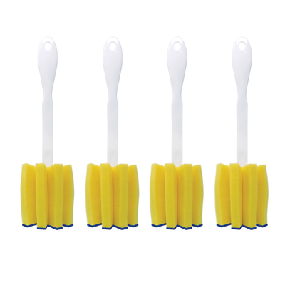 Glass & Jar Brush, w/ star shaped polyurethane foam sponge head -4 Pack