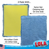 Lola Products Microfiber & Nylon Net Sponges: 2 Dual Sided Nylon Net Sponge Pads, Non-Scratch and 2-Sided Cleaning Sponge Pads, 4 Pack Combo