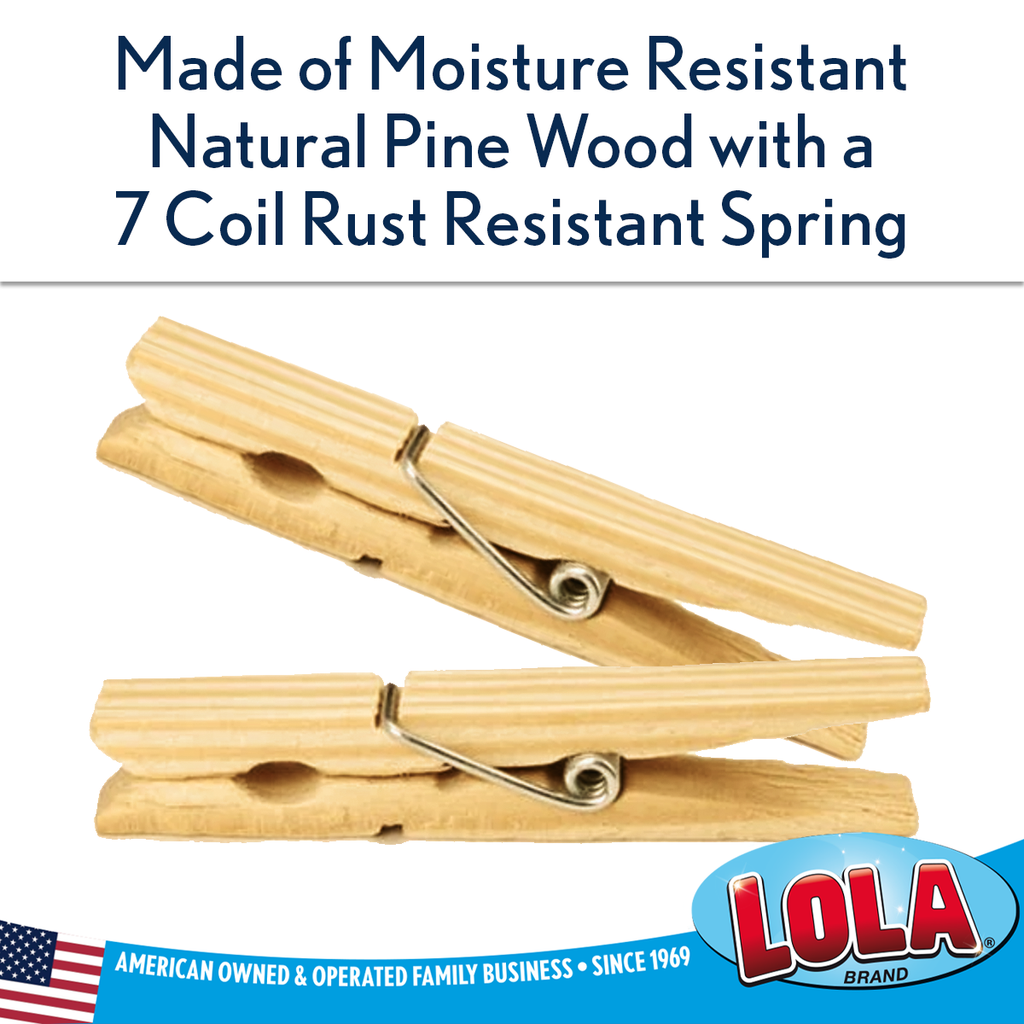 Wood Spring Clothespins - 50 count, Multipurpose, Lola® Products