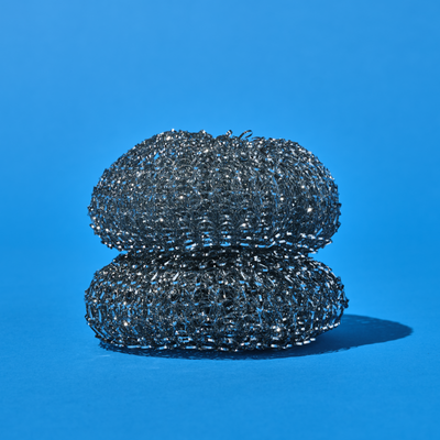 Jumbo Wire Mesh Scourers - 2 pack, 4" x 4" x 1.5" each, Galvanized Steel