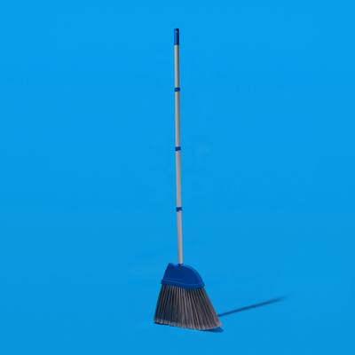Big Angle Broom, 12" wide head w/ 4 piece handle