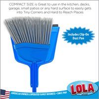 Lola Products Angle Broom with dustpan, 9.25" W Head, with 4 piece handle