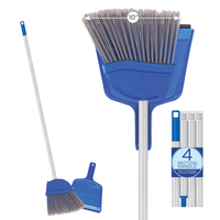 Angle Broom with dustpan, 9.25" W Head, with 4 piece handle, #1018, LOLA