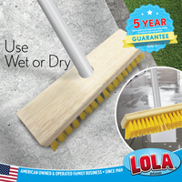 Deck Scrub Brush with 48" Broom Handle & 9" x 3.5" scrubber w/4-piece Threaded handle -Case of 9