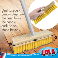 Deck Scrub Brush with 48" Broom Handle & 9" x 3.5" scrubber w/4-piece Threaded handle -Case of 9