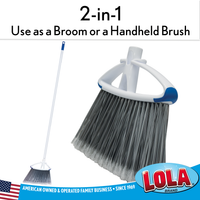 Wide Angle Broom 14.25" | Bristles Made of Recycled Soad Bottles | Gloss Steel 48" L Snap In Handle