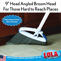 Wide Angle Broom 14.25" | Bristles Made of Recycled Soad Bottles | Gloss Steel 48" L Snap In Handle