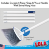 Wide Angle Broom 14.25" | Bristles Made of Recycled Soad Bottles | Gloss Steel 48" L Snap In Handle