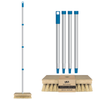 Deck Scrub Brush with 48" Broom Handle & 9" x 3.5" Tampico Bistles Scrubber w/4-Ppiece Threaded handle
