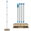 Deck Scrub Brush with 48" Broom Handle & 9" x 3.5" Palmyra Bistles Scrubber w/4-Ppiece Threaded handle