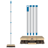 Deck Scrub Brush with 48" Broom Handle & 9" x 3.5" Palmyra & PVC Bistles Scrubber w/4-Ppiece Threaded handle