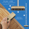 Deck Scrub Brush with 48" Broom Handle & 9" x 3.5" Palmyra & PVC Bistles Scrubber w/4-Ppiece Threaded handle