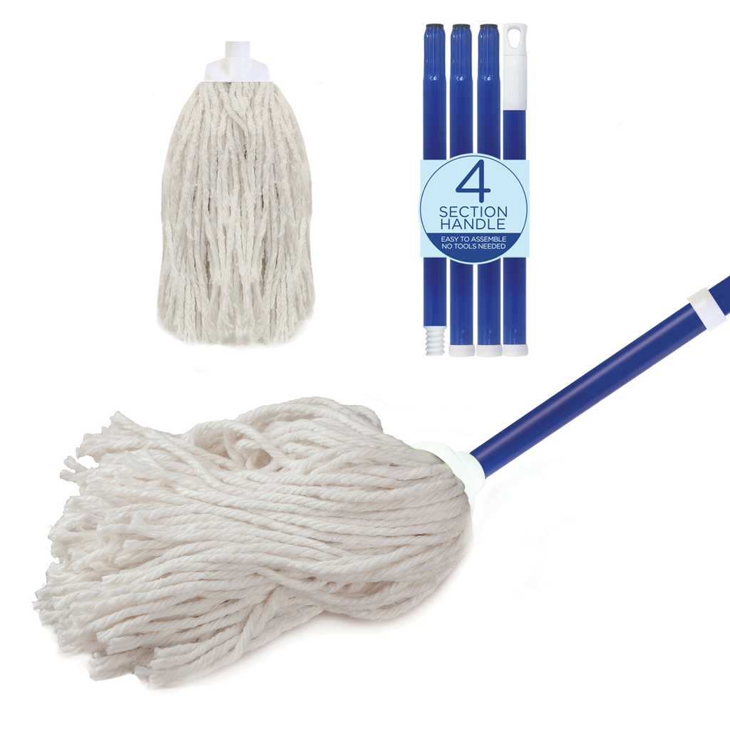 Cotton Deck Mop, White, w/ 4-Ply High Quality Yarn, Item# 2019-1