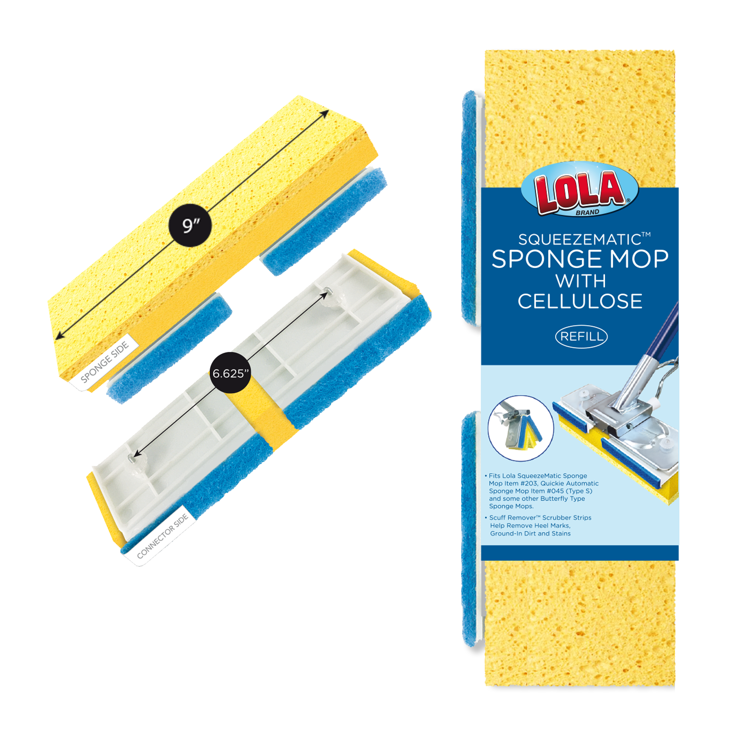 Squeezematic Butterfly Sponge Mop Refills - Replacement H...