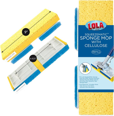 Lola Products Cellulose SqueezeMatic Butterfly Sponge Mop Refill, 9