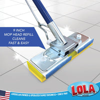 Lola Products Cellulose SqueezeMatic Butterfly Sponge Mop Refill, 2 Pack, 9", Comparable w/Quickie Type S Sponge Mop Refill