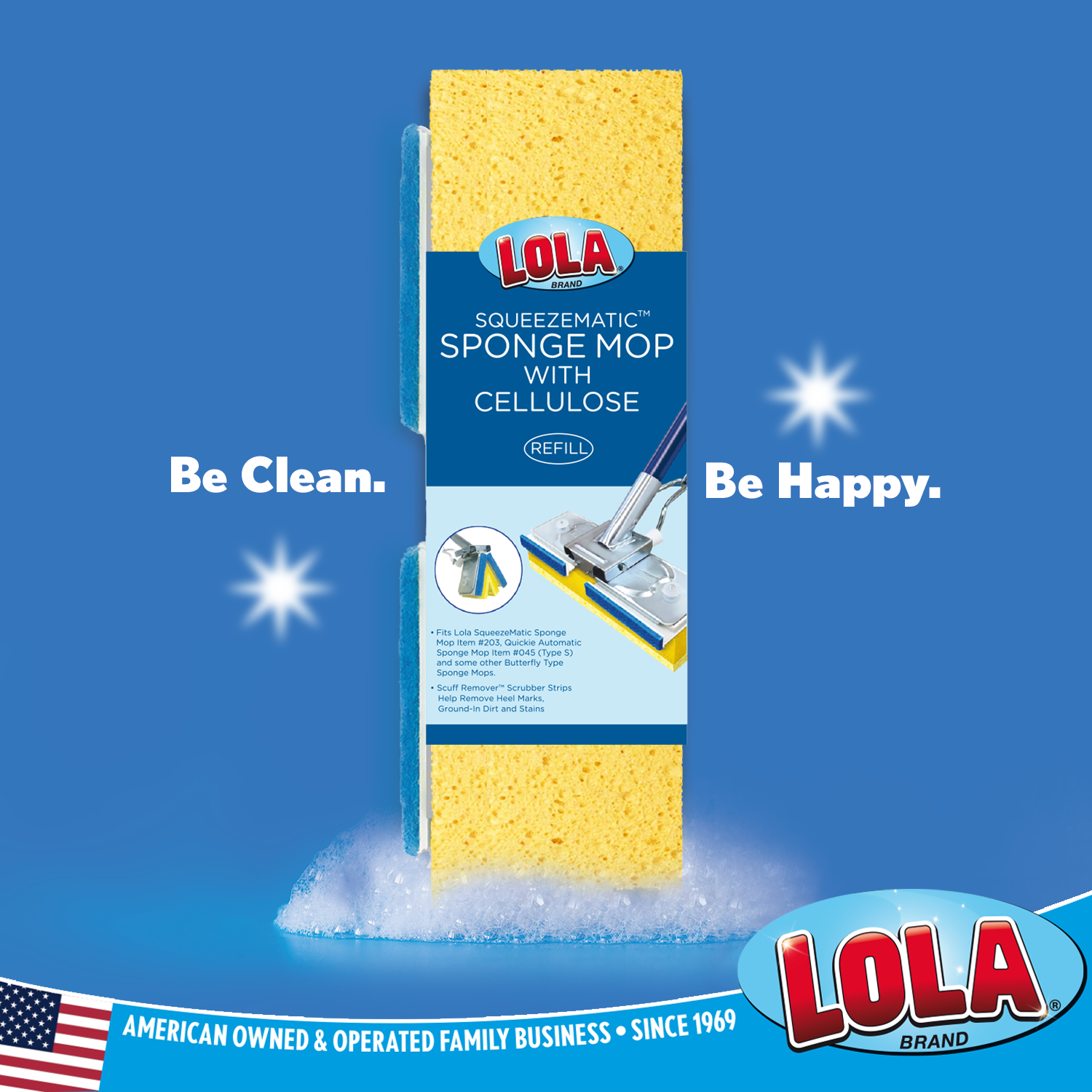 Sponge Refills Squeezematic Butterfly Sponge Mop Refills - Replacement H...