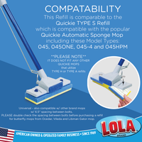 SqueezeMatic™ Butterfly Sponge Mop Refill, Compatible with Quickie TYPE S Sponge Mop, 9" Head, 1 Pack