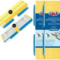 Lola Products Cellulose SqueezeMatic Butterfly Sponge Mop Refill, 2 Pack, 9", Comparable w/Quickie Type S Sponge Mop Refill