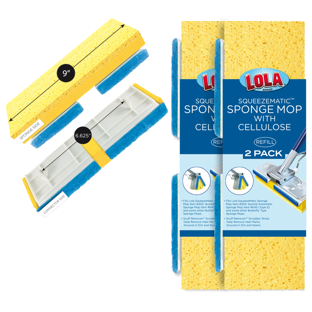 Lola Products Cellulose SqueezeMatic Butterfly Mop Refill for Quickie TYPE S - 2 CT