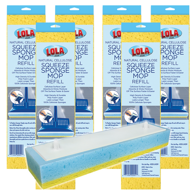 Natural Cellulose Squeeze Sponge Mop Refill, 9