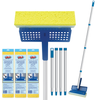 Natural Cellulose Squeeze Sponge Mop, 9" Wide Head w 4 pc threaded handle and 3 Replacement Heads