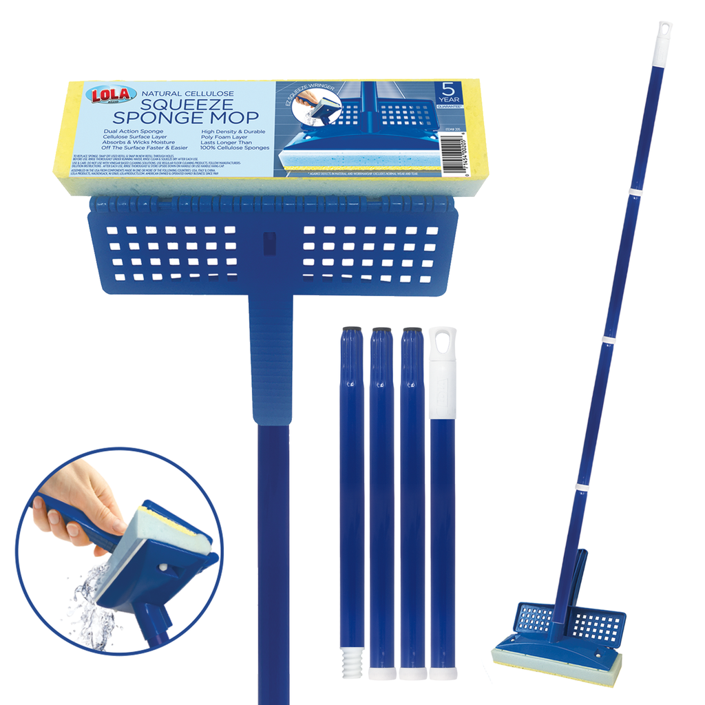 Easy Squeeze Mop , Mini Mop , Small Mops for Small Areas which Includes 2  Sponge Heads. Sponge Mops for Floor Cleaning Squeeze for Dry and Wet