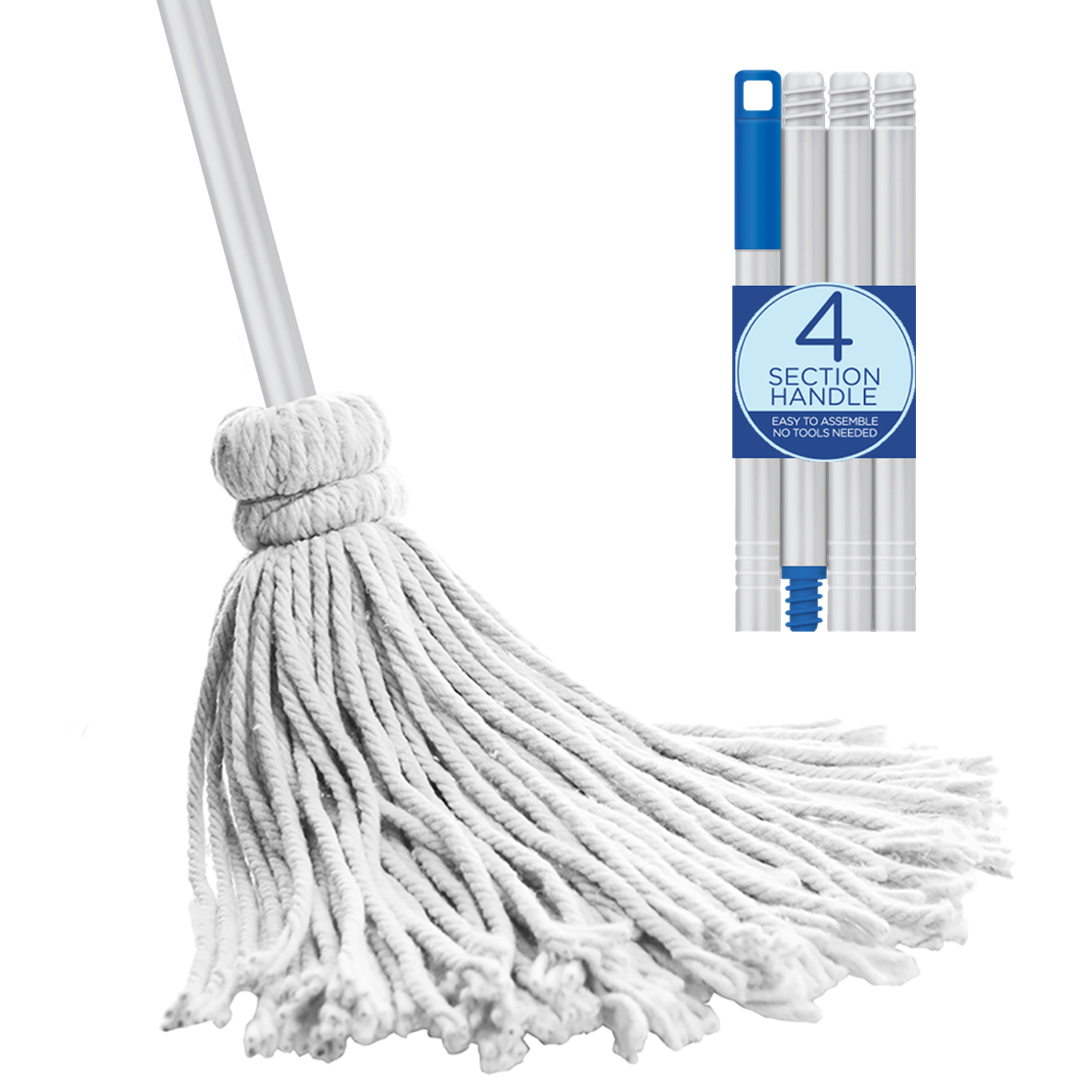 Cotton Deck Mop - 12 oz. w/ Polished Aluminum 48