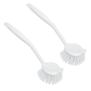 Dish Brush with Scraper, w/ Non-Scratch Bristles -2 Pack