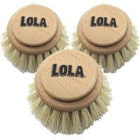 Lola Pot and Pan Brush Replacement Head| Brass Wire & Tampico Bristles - 3 Pack