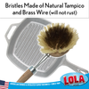 Lola Pot and Pan Brush Replacement Head| Brass Wire & Tampico Bristles - 3 Pack