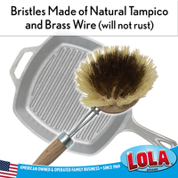 Lola Pot and Pan Brush Replacement Head - Brass Wire & Tampico Bristles - 3 Pack