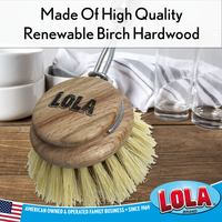 Lola Pot and Pan Brush Replacement Head| Brass Wire & Tampico Bristles