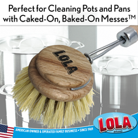 Lola Pot and Pan Brush Replacement Head| Brass Wire & Tampico Bristles - 3 Pack