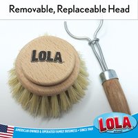 Lola Pot and Pan Brush Replacement Head| Brass Wire & Tampico Bristles - 3 Pack