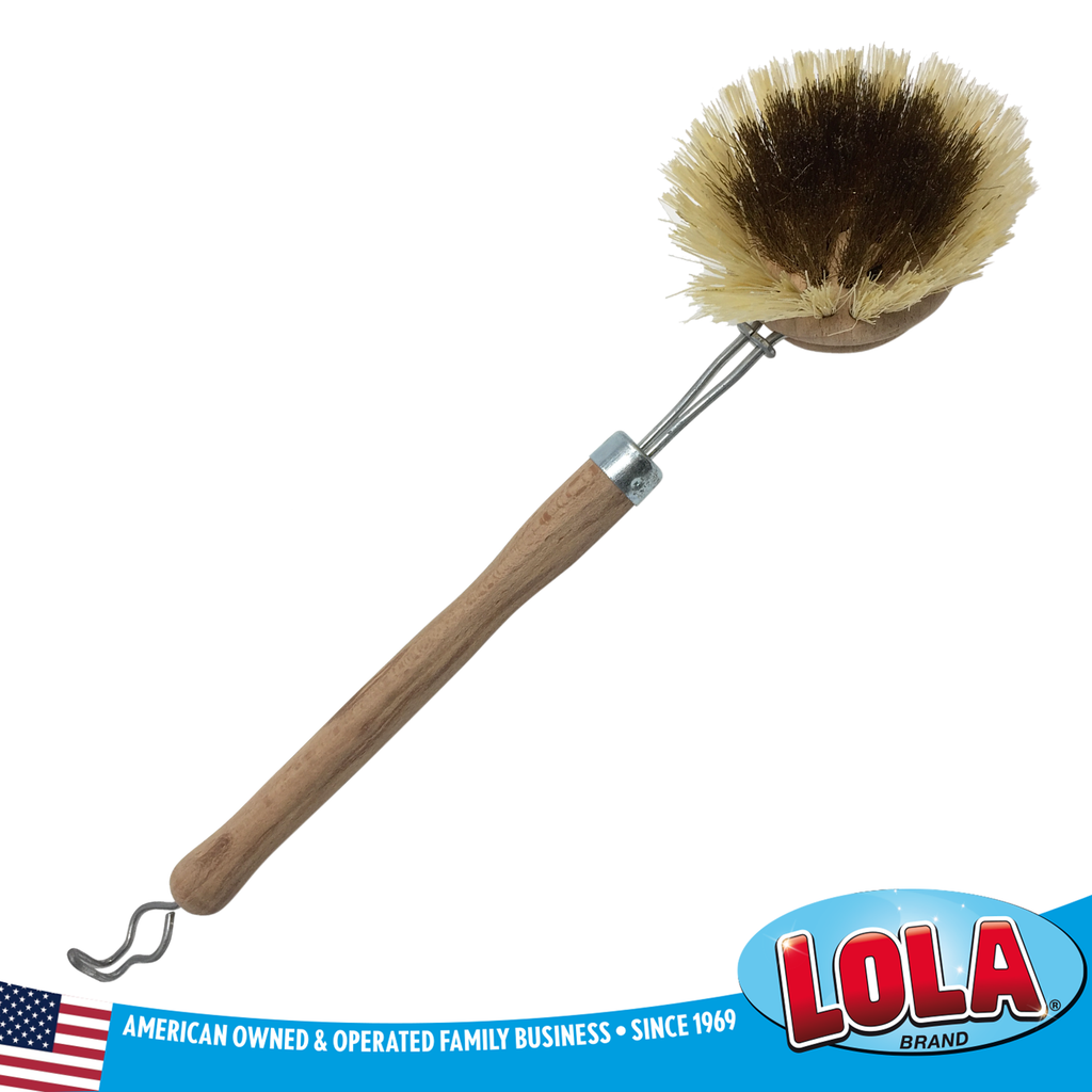 LOLA The Original Pot & Pan Brush W/ Wood Handle, Eco-Friendly