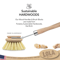 Lola Products, "Original" Pot & Pan Brush - Brass Wire & Tampico, #327