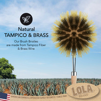 "The Original" Pot & Pan Brush - Brass Wire & Tampico, #327, BY LOLA