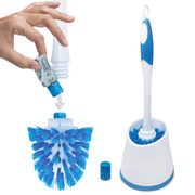 500 Brushes Starter Kit - Toilet Bowl Brush With Built-in Blue Cleanser Cartridge & Replaceable Antimicrobial Brush Head