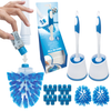 Self Dispensing Toilet Brush & Wand 4 Heads, 2 Handles, 2 Caddy, 20 Tablets Kit