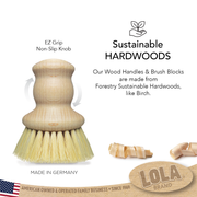 The Original Lola Vegetable Knob Wood Brush - ECO-FRIENDLY CLEANING, LOLA, Item # 355