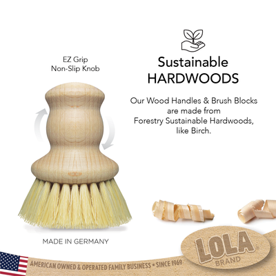 The Original Lola Vegetable Knob Wood Brush - ECO-FRIENDLY CLEANING, LOLA, Item # 355