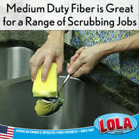 scouring pads, Nylon and Polyester Non-Woven Scrubbing Layer Laminated to Hand Shaped Polyester Sponge, 398, lola