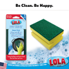scouring pads, Nylon and Polyester Non-Woven Scrubbing Layer Laminated to Hand Shaped Polyester Sponge, 398, lola