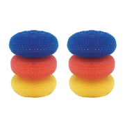 Jumbo Plastic Mesh Scourer (6 Pieces - Assorted Colors), 4" x 4" x 2"