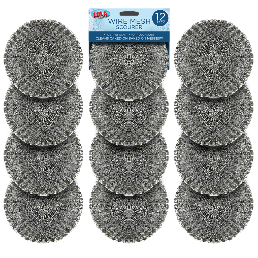 Jumbo Wire Mesh Scourer, 4" x 4" x 1.5" Galvanized Steel, Item# 4012, LOLA